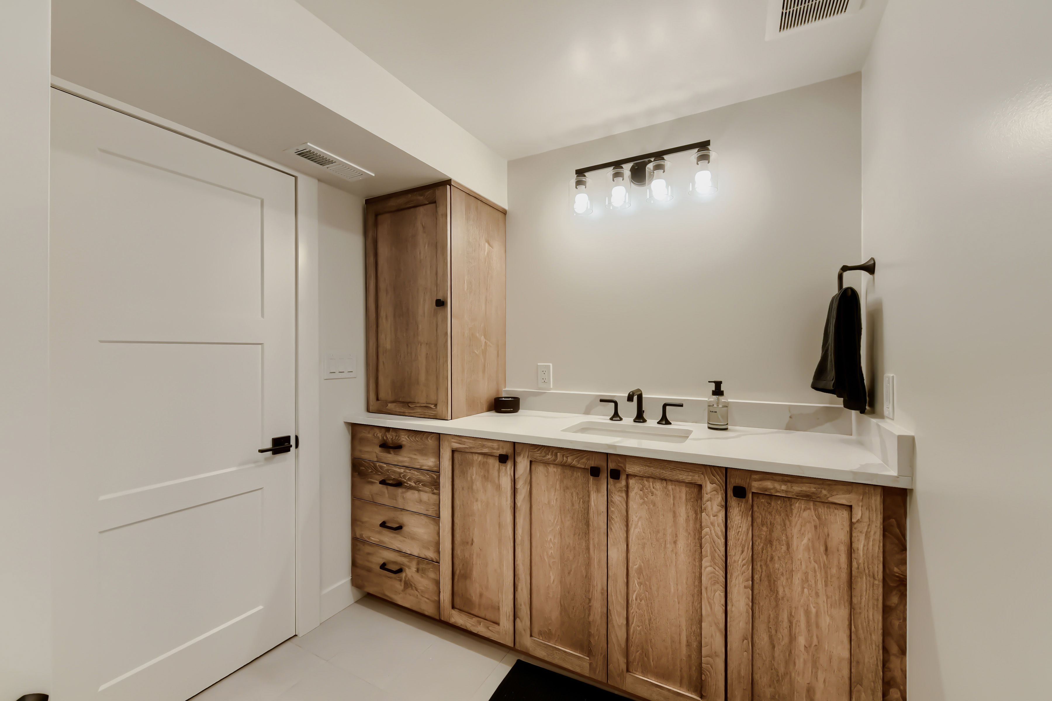 Warm Oak Bathroom Vanity detail