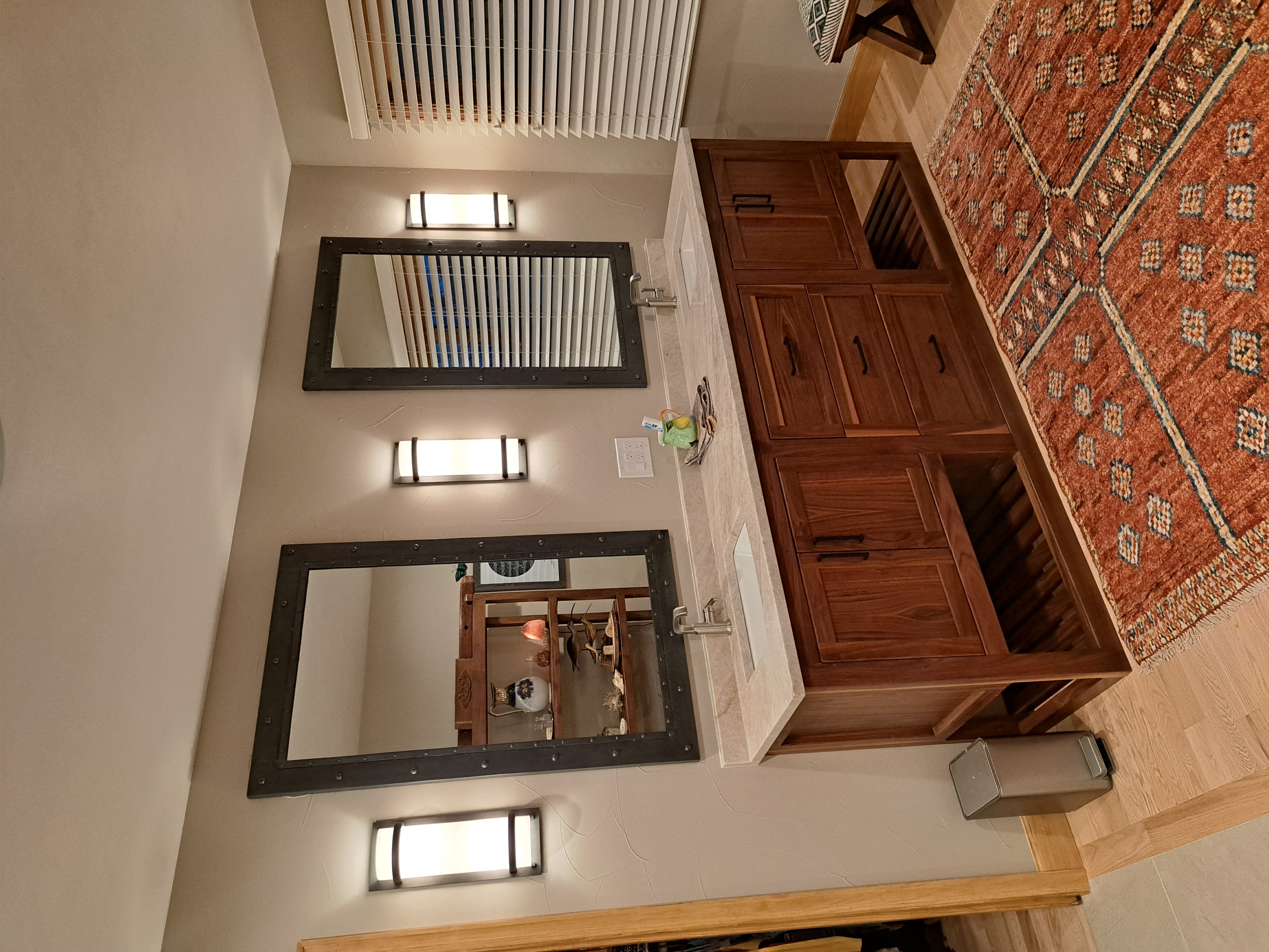 Walnut Double Vanity with Open Base
