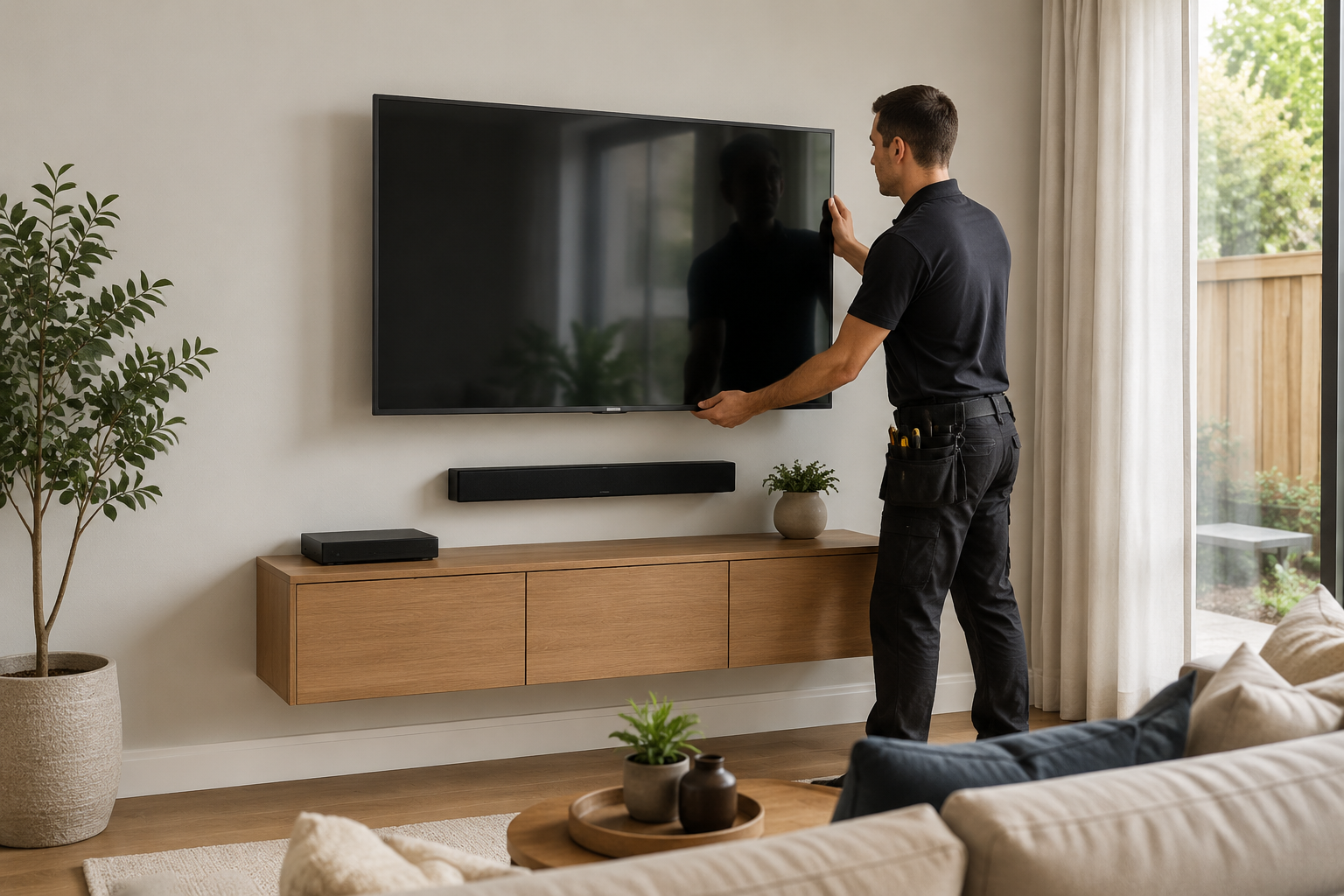 TV wall mounting by Eimaan Services in Alexandria VA